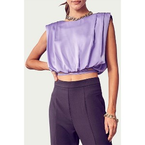 Women's CROPPED STRETCH-SATIN WRAP TOP - DO+BE - 1 of 3