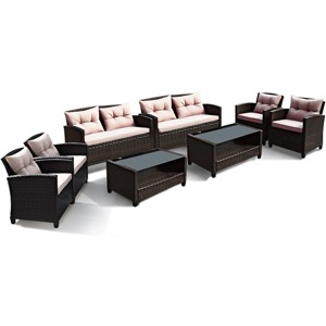 Tangkula 8pcs Outdoor Rattan Sectional Sofa Set w/Cushion Armrest Patio - 1 of 4