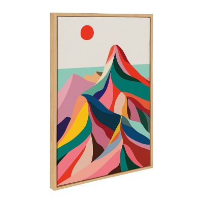 Colorful Modern Mountain and Botanical Canvas Art Set