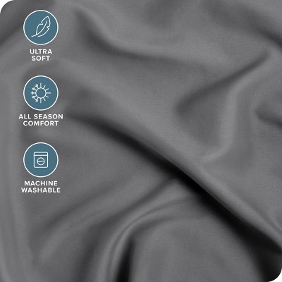 Queen Gray Hydro-Brushed Microfiber Sheet Set with Dual Pockets
