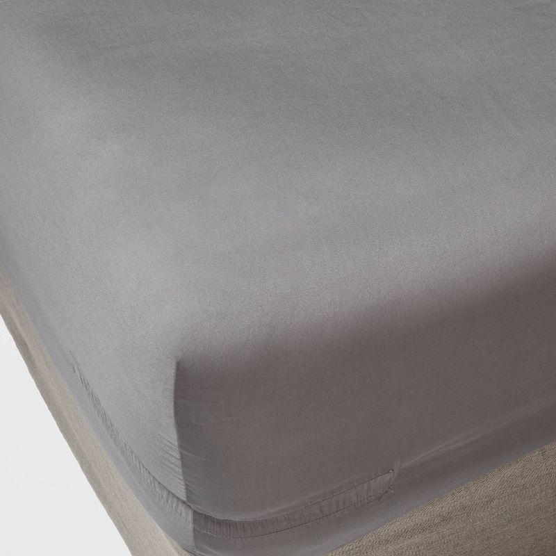 Full 400 Thread Count Performance Fitted Sheet Dark Gray - Threshold&#8482;, 1 of 5