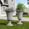NAYSAYE Planter Trophy Flower Pot Set of 2 Elegant Hardwearing Durable HDPE Material for Indoor Outdoor Garden, 15.75"*15.75"*23.62" - 2 of 4