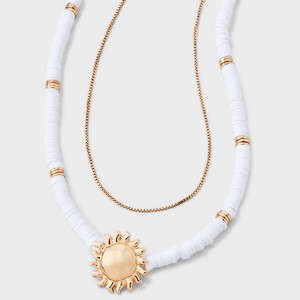 Sun Charm and Quartz Beaded Multi-Strand Necklace - Universal Thread™ White: Lobster Claw Clasp, 18" Length - 1 of 4
