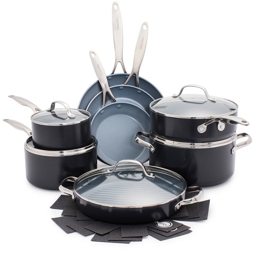 GreenPan Valencia Pro 16pc Ceramic Cookware Set Gray