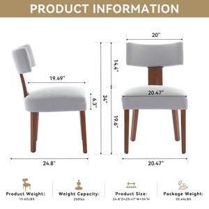 Gulches Set of 2 Mid-Century Dining Chairs - Ivory Fur Fabric, Curved Backrest, Solid Rubber Wood Legs, Armless Design for Dining/Living Room - 1 of 4