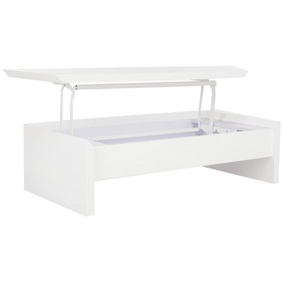 White Rectangular Wood Lift-Top Coffee Table with Storage