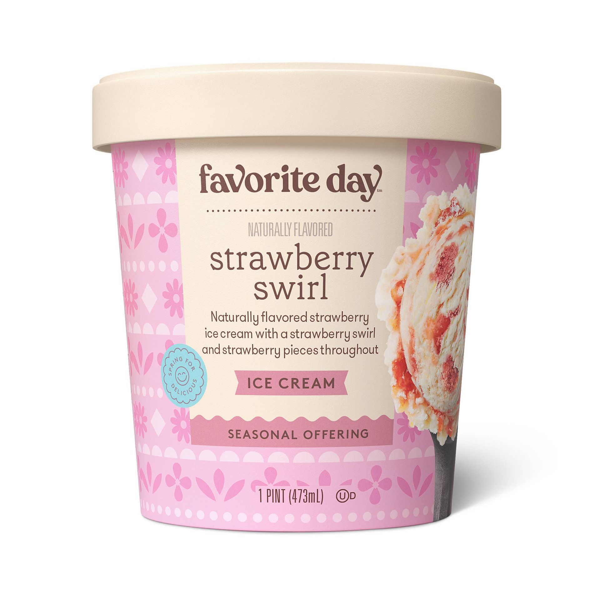 Strawberry Swirl Ice Cream - 16 fl oz - Favorite Day™
