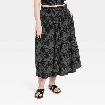  Women's Tie Waist Button-Front Midi Skirt - Universal Thread™