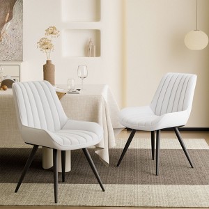 Sapphtopaz Modern Dining Chairs Set with Tufted Backrest Upholstered Kitchen Chair with Metal Legs High Chair for Dining Room, Living Room - 1 of 4