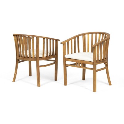 NicBex Outdoor Dining Chairs Set of 2 Patio Acacia Wood Chairs with Waterproof Cushions for Garden,Outdoor,Natural