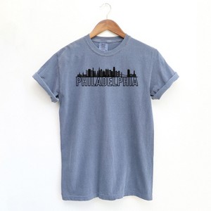 Simply Sage Market Women's Philadelphia Buildings Short Sleeve Garment Dyed Tee - 1 of 2