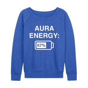 Women's - Instant Message - Aura Energy 67 Lightweight French Terry Wide Neck Long Sleeve Graphic Shirt - 1 of 4