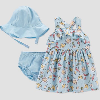 Image of Carter's Just One You®️ Baby Girls' Floral Top and Hat Set - Yellow/Blue 3M