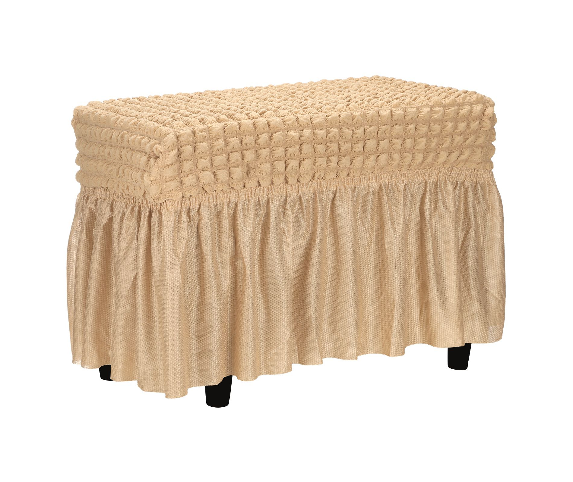 Unique Bargains Stretch Scratch-Resistant Bubble Lattice Footstool Cover Fit Length 24"-39" Beige