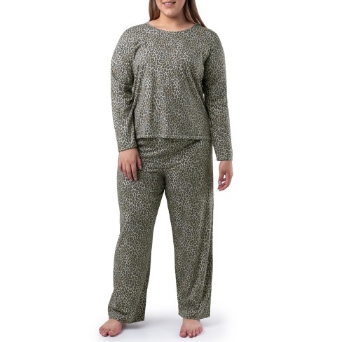 Fruit Of The Loom Women's And Women's Plus Long Sleeve Pajama Set - Natural  Animal 3x Large : Target