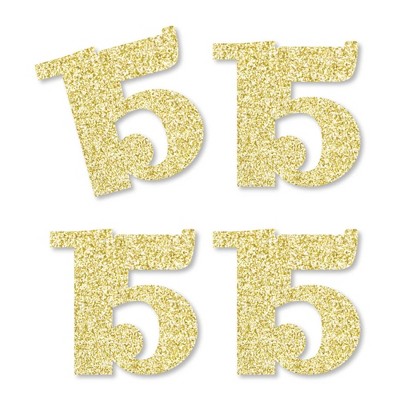 Big Dot of Happiness Gold Glitter 15 - No-Mess Real Gold Glitter Cut-Out Numbers - 15th Birthday Party Confetti - Set of 24