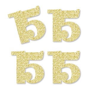 Big Dot of Happiness Gold Glitter 15 - No-Mess Real Gold Glitter Cut-Out Numbers - 15th Birthday Party Confetti - Set of 24 - 1 of 4