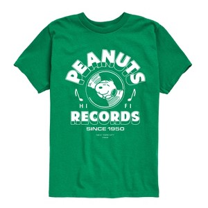 Boys' - Peanuts - Records Snoopy Vinyl Short Sleeve Graphic T-Shirt - 1 of 4