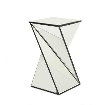 Amiel Geometrical Mirrored Side Table Silver - Christopher Knight Home