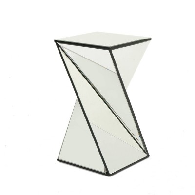 Christopher Knight Home Amiel Geometrical Mirrored Side Table Silver: Luxury Glam Accent, No Assembly Required