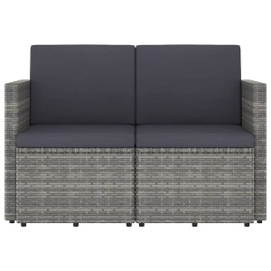 vidaXL 2 Seater Sofa Couch with Cushions Patio Wicker Love Seat PE Rattan - Gray - 1 of 4