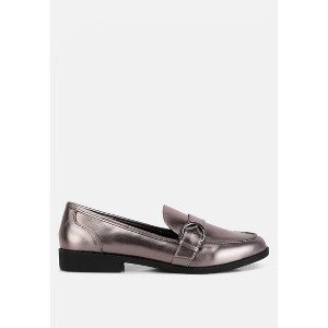 Haruka Metallic Faux Leather Loafers - 1 of 4