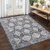 8x10 Machine Washable Vintage Area Rug, Non-Slip Low-Pile Foldable Carpet, Stain-Resistant Soft Floor Cover for Bedroom, Living Room, Kids, Blue - 3 of 4