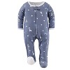 The Peanutshell Blue Safari Footed Baby Sleepers for Boys, 3-Pack, Newborn to 9 Months - 3 of 4