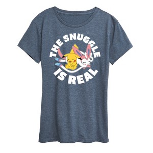 Women's - Pokémon - The Snuggle Is Real Pikachu and Sylveon Short Sleeve Graphic T-Shirt - 1 of 4