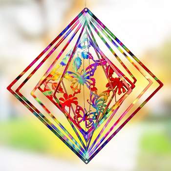 Dawhud Direct 12" H Rainbow Butterfly Kinetic Wind Spinners for Yard and Garden