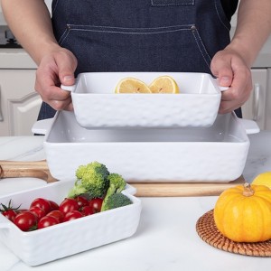 Baking Dish Set of 3, Ceramic Bakeware Set with Handles, Porcelain Baking Pan for Oven & Microwave, Rectangular Casserole Dish for Cooking, Kitchen - 1 of 4