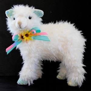 12.0 Inch Baby Lamb Wpastel Bow Yellow Daisy Ribbon Figurines - 1 of 3