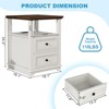 Dyonery Farmhouse Nightstand 18" White End Table with Charging Station & 2 Drawers, Rustic Bedside Table with Storage Shelf for Bedroom - 2 of 4