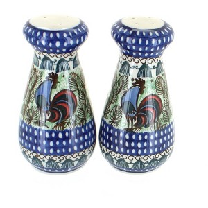 Blue Rose Polish Pottery 528-977 Ceramika Salt & Pepper Shakers - 1 of 1