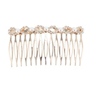 Unique Bargains Women's Faux Pearl Hair Comb Insertion Tool Gold Tone 1 Pc - 1 of 3