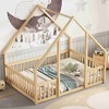 CAVINAS Full Size Wood House-Shaped Montessori Bed,Modern Floor Bed with Safety Guardrails,Toddler Bed for Bedroom - 2 of 4