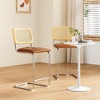 AZL1 Life Concept Dining Sets 2 Set of Cushioned Leather Counter Stools featuring Wicker Backrests for Kitchen Seating, Brown, 18.9"*17.7"*39.4" - 2 of 4