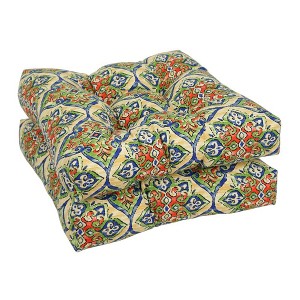 Blazing Needles, 19-inch Squared Polyester Outdoor Tufted Dining Chair Cushions (Set of 2) - 1 of 2