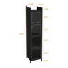 VYNXARIA Modern Dark Green Three-Tier Glass Door Storage Cabinet - 4 of 4