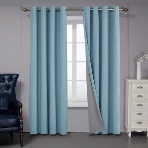 Deconovo Faux Linen Total Blackout with Coating Curtains (2 Panel) - 1 of 4