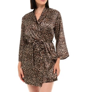 ADR Women's Satin Robe, Short Satin Wrap Robe, Silk like Loungewear - 1 of 4