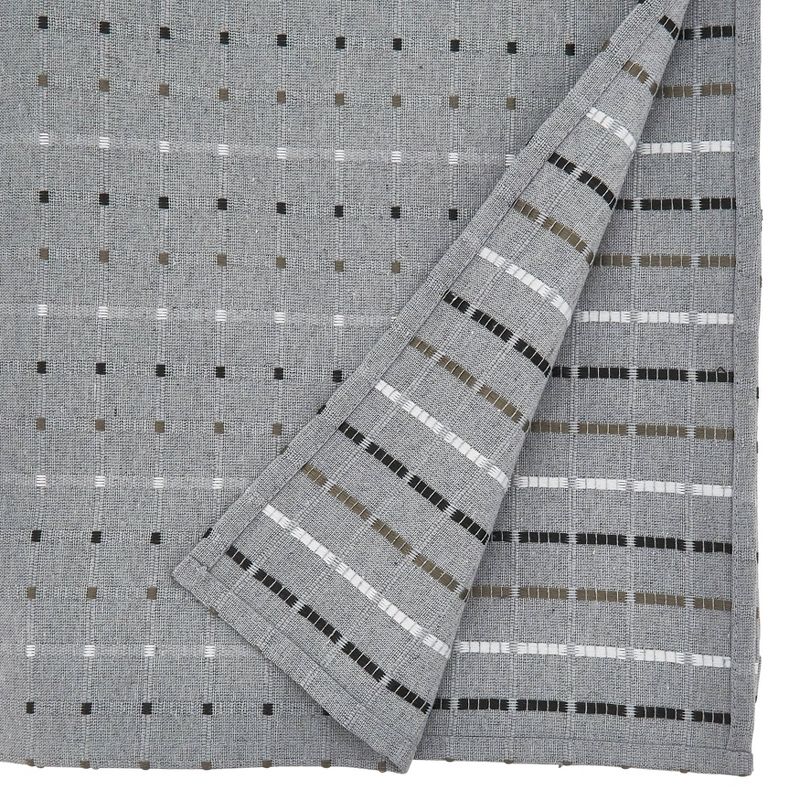 104&#34; x 65&#34; Cotton Stitched Squares Tablecloth Gray - Saro Lifestyle, 2 of 4