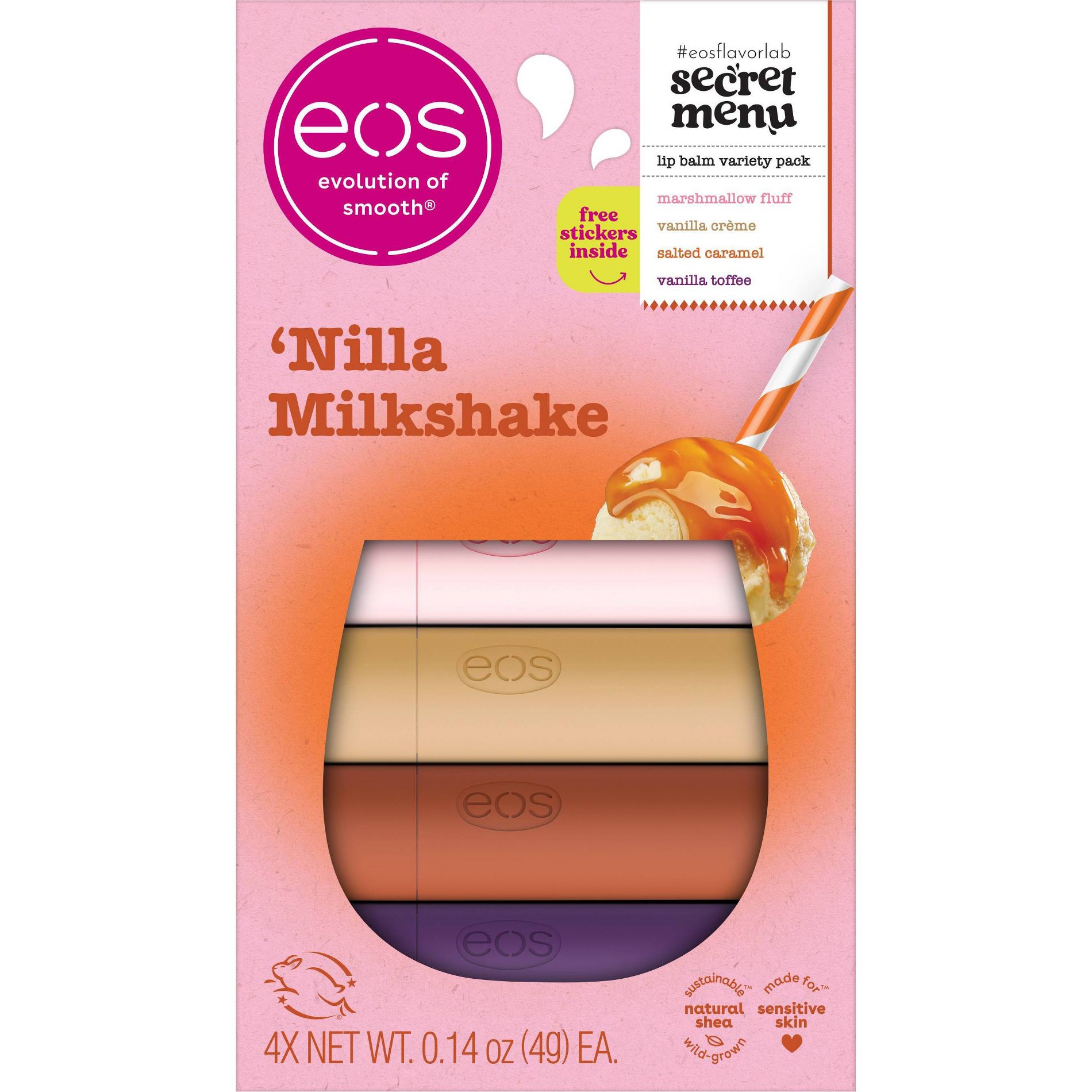 eos Limited Edition Lip Balm Variety Pack - Nilla' Milkshake - 0.56oz/4pk