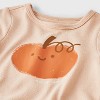 Baby Girls' 2pc Smiling Pumpkin Peplum T-Shirt and Bike Shorts Set - Cat & Jack™ Peach Orange - 3 of 4