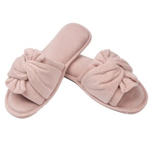 Roxoni Women’s Slippers Lovely Velvet Pom-pom Open Toe House Slides - 1 of 4