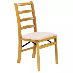 Set of 2 Shaker Ladderback Folding Chair Oak Brown - Stakmore