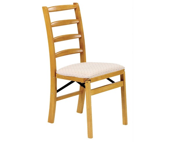 Set of 2 Shaker Ladderback Folding Chair Oak Brown - Stakmore