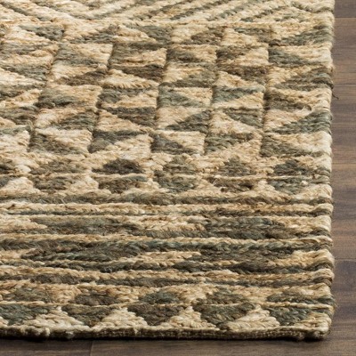 Handwoven Slate and Natural Geometric Jute Area Rug 5' x 8'