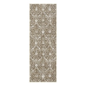 Traditional Tiled Area Rug – Faded Cream Transitional Design, Stain-Resistant Carpet for Home & Office - 1 of 4