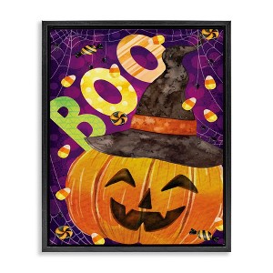 Stupell Industries Boo Jack-o-Lantern Halloween Candy Floating Frame Canvas Art - 1 of 4
